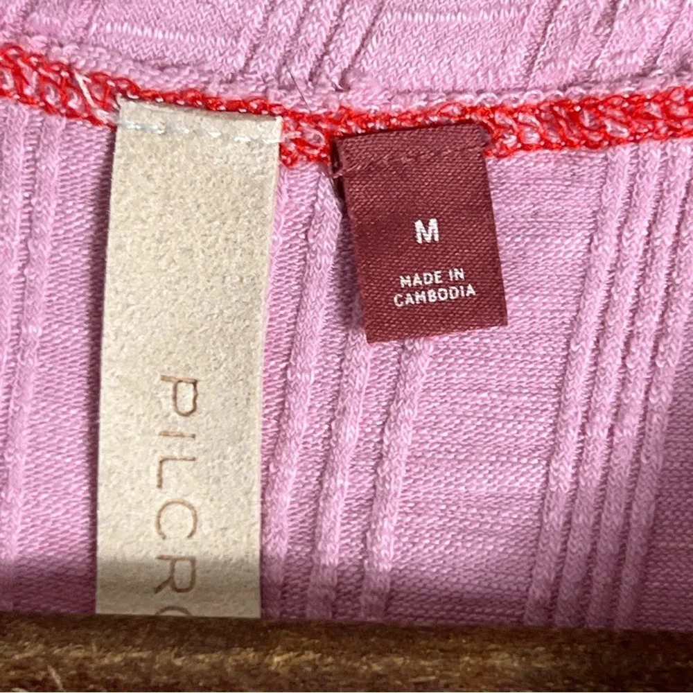 Anthropologie Pilcro Sustainable Ribbed Tank Top In Pink Size Medium Stretch - Picture 9 of 13